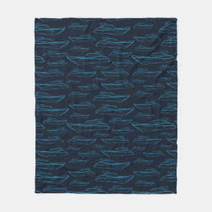 Blue Yacht Pattern Fleece Blanket
