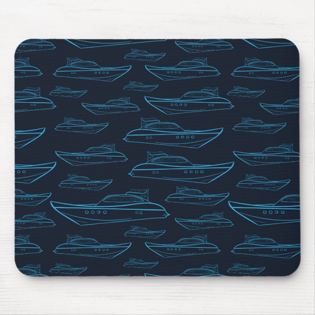 Blue Yacht Pattern Mouse Mat (Front)