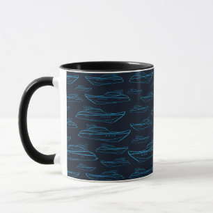 Blue Yacht Pattern Mug