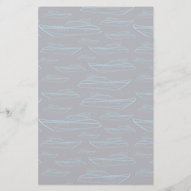 Blue Yacht Pattern Stationery (Front)