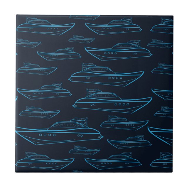 Blue Yacht Pattern Tile (Front)