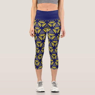 Blue Yellow Abstract Geometric Shapes Pattern Capri Leggings