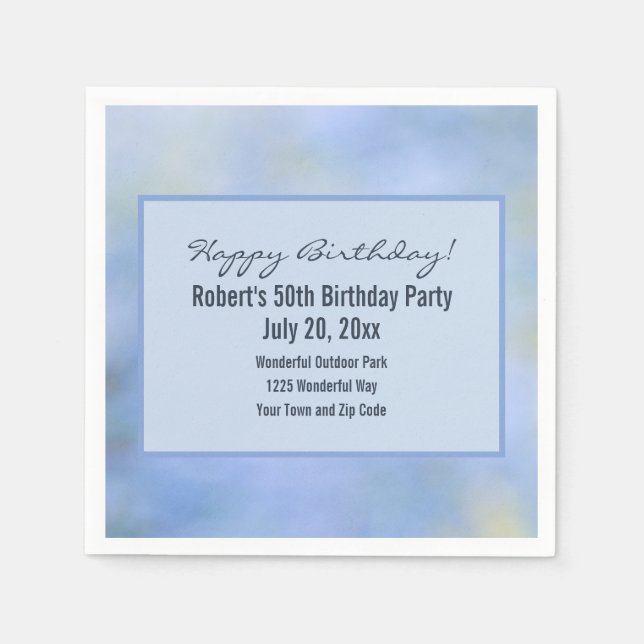 Blue Yellow Abstract Palo Verde Event Details Napkin (Front)