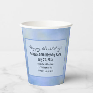 Blue Yellow Abstract Palo Verde Event Details Paper Cups