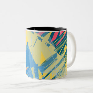 Blue Yellow Abstract Pattern Mug Colourful Moder