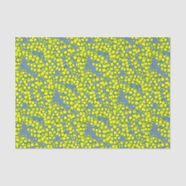 Blue yellow acacia art tissue paper (Front)
