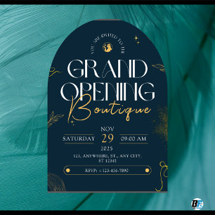 Blue Yellow Aesthetic Shop Grand Opening Boutique  Invitation