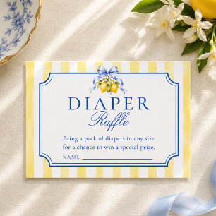 Blue Yellow Amalfi Lemon Baby Shower Diaper Raffle Enclosure Card