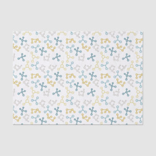 Blue, yellow and grey molecules gift wrap tissue paper