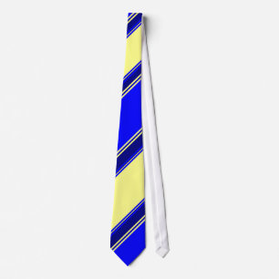 Blue Yellow and Navy Alternating Striped Tie