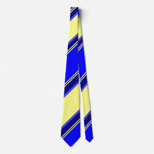 Blue Yellow and Navy Alternating Striped Tie