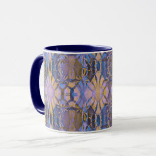 Blue, Yellow and Purple Batik Style Mug