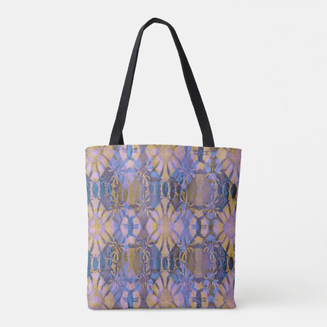 Blue, Yellow and Purple Batik Style Tote Bag (Back)