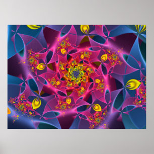 Blue, Yellow and Purple Fractal Poster