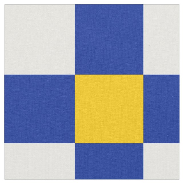 Blue, yellow and white chequerboard pattern fabric (Close Up)