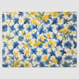 Blue, Yellow, and White Floral decoupage Tissue Paper