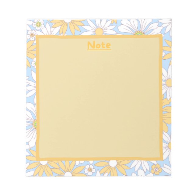 Blue , Yellow and White Floral Notepad (Front)
