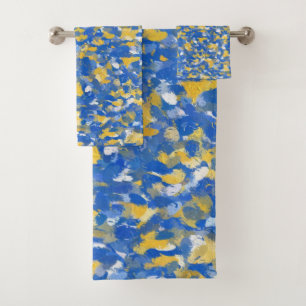 Blue, Yellow and White Paint Splashes  Bath Towel Set