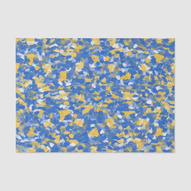 Blue, Yellow and White Paint Tissue Paper (Front)