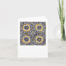 Blue, Yellow and White Portuguese Tiles Card