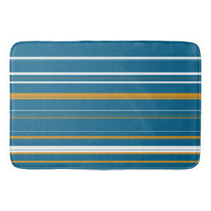 Blue Yellow and White Stripes Bath Mat