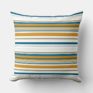 Blue Yellow and White Stripes Cushion