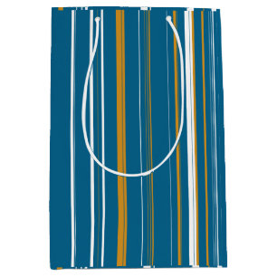 Blue Yellow and White Stripes  Medium Gift Bag