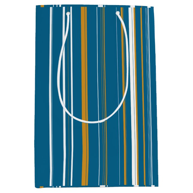 Blue Yellow and White Stripes  Medium Gift Bag (Front)