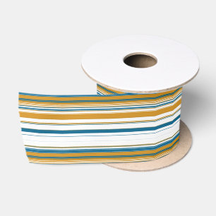 Blue Yellow and White Stripes   Satin Ribbon
