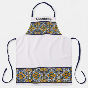Blue Yellow and White Talavera Tiles Apron