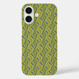 Blue Yellow Artdeco in Retro Style iPhone 16 Case