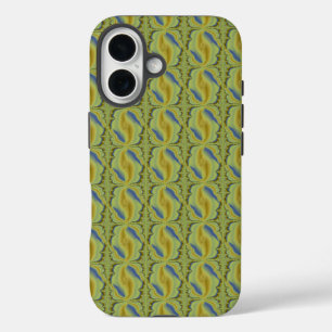 Blue Yellow Artdeco in Retro Style iPhone 16 Case