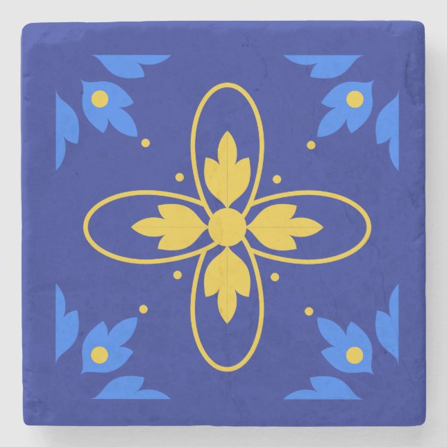 Blue & Yellow Azulejo Coaster (Front)