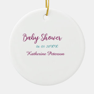 Blue yellow baby shower name date animal ear cute  ceramic tree decoration