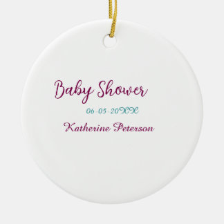 Blue yellow baby shower name date animal ear cute  ceramic tree decoration