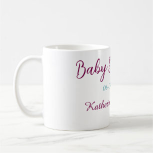 Blue yellow baby shower name date animal ear cute coffee mug