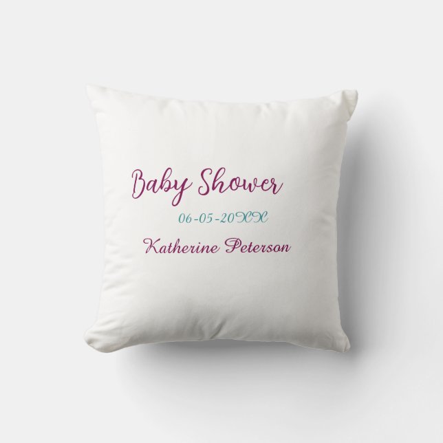 Blue yellow baby shower name date animal ear cute  cushion (Front)