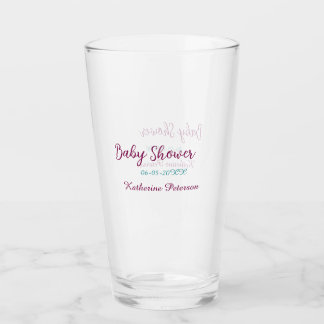 Blue yellow baby shower name date animal ear cute glass