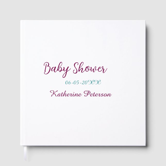 Blue yellow baby shower name date animal ear cute  guest book (Front)