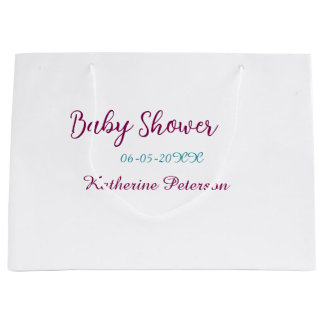 Blue yellow baby shower name date animal ear cute  large gift bag