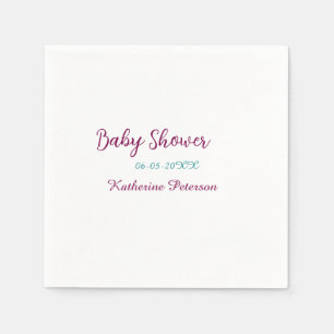 Blue yellow baby shower name date animal ear cute napkin