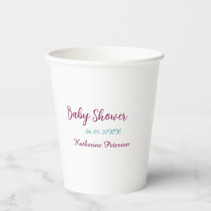 Blue yellow baby shower name date animal ear cute paper cups