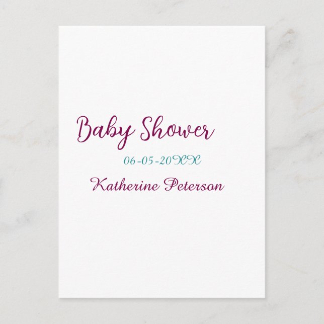 Blue yellow baby shower name date animal ear cute  postcard (Front)