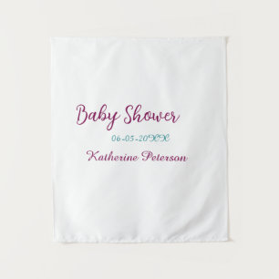 Blue yellow baby shower name date animal ear cute  tapestry
