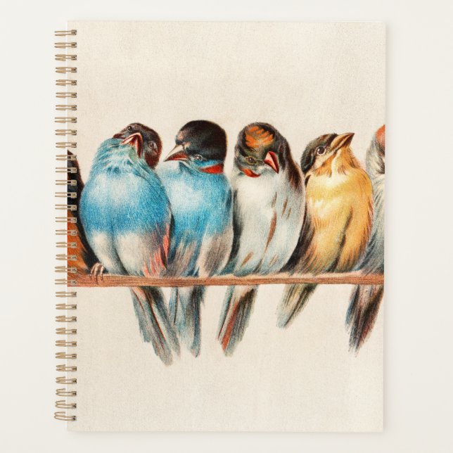 Blue & Yellow Birds Sitting Pretty Planner (Front)