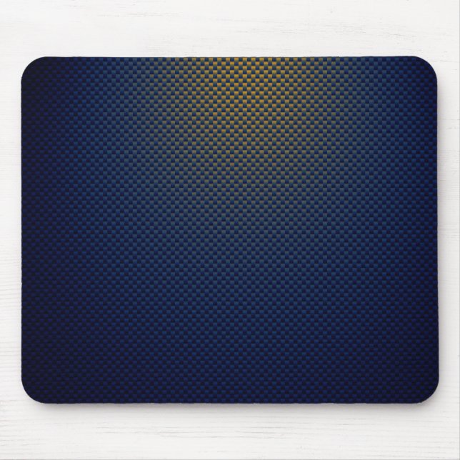 Blue yellow black carbon fiber patterned mouse mat (Front)