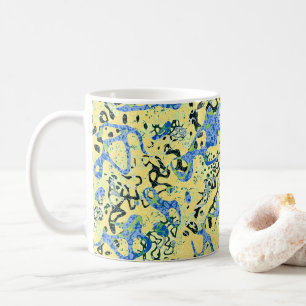 Blue Yellow Black Spotted Graphic Abstraction Coffee Mug