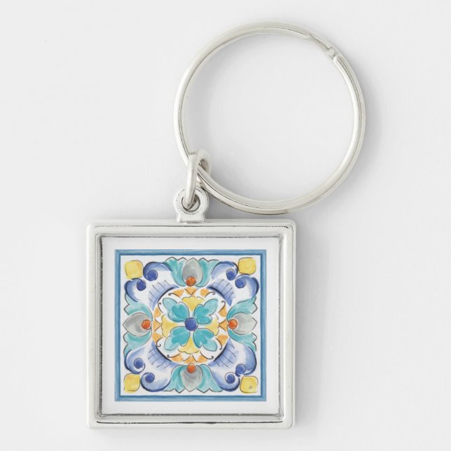 Blue & Yellow Bloom Key Ring (Front)