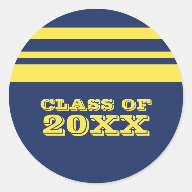 Blue/Yellow Bold Stripes Graduation Stickers (Front)