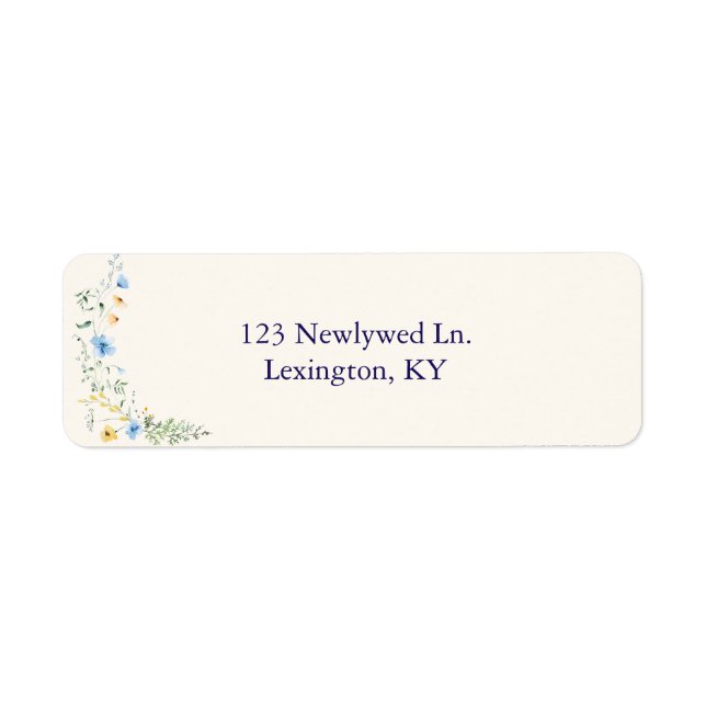 Blue & Yellow Botanical Return Address Label (Front)
